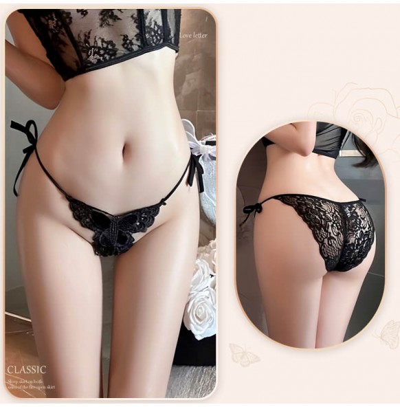FEE ET MOI - Butterfly Tease Lace Strap Panties (Black) FEE ET MOI - Butterfly Tease Lace Strap Panties (Black)